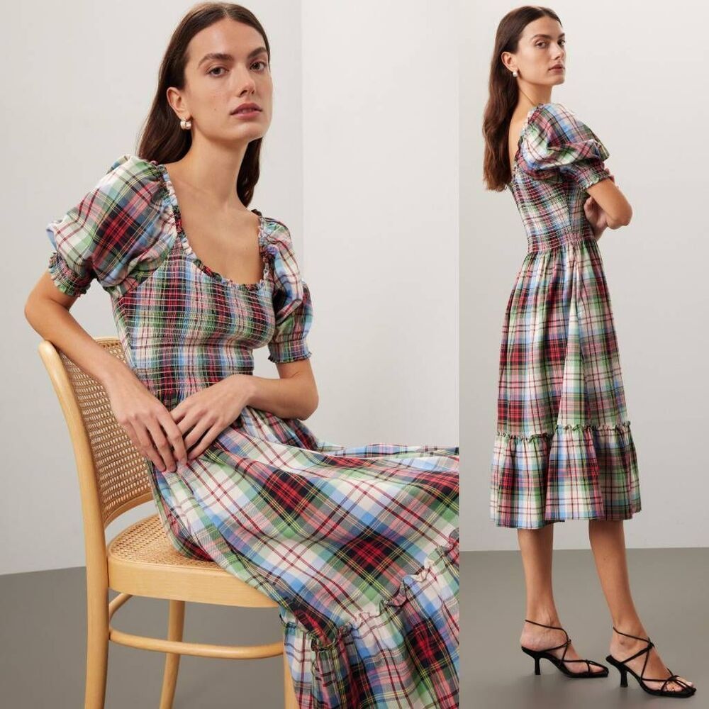 Hill House Home The Louisa Nap Dress in Ivory Tartan XL - Picture 2 of 9